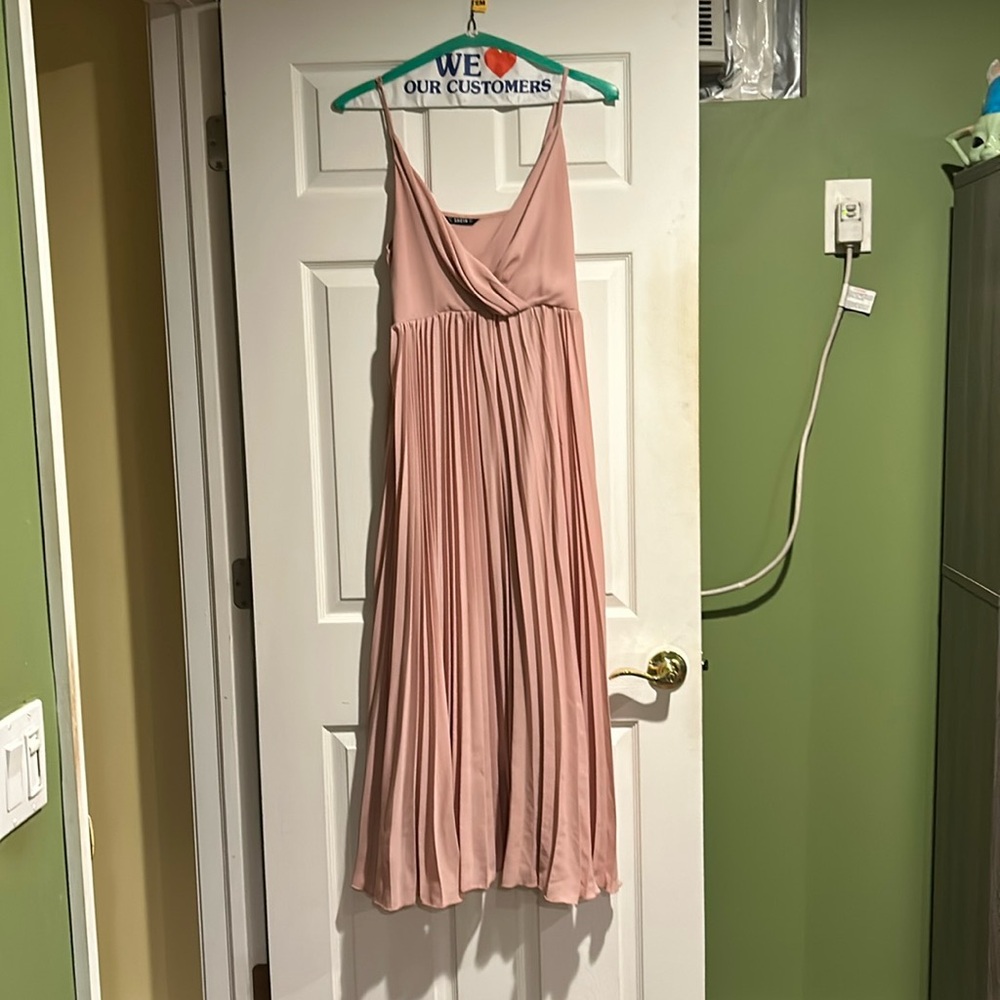Pink pelted dress floor length